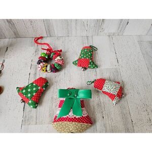 Vintage plush Bell ornament wreath set Xmas tree three the bells